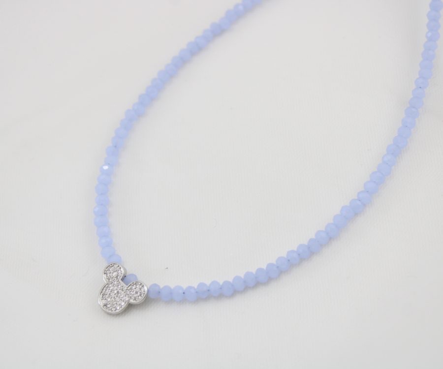 שרשרת קריסטלים סגולים בשילוב מיקי משובץ