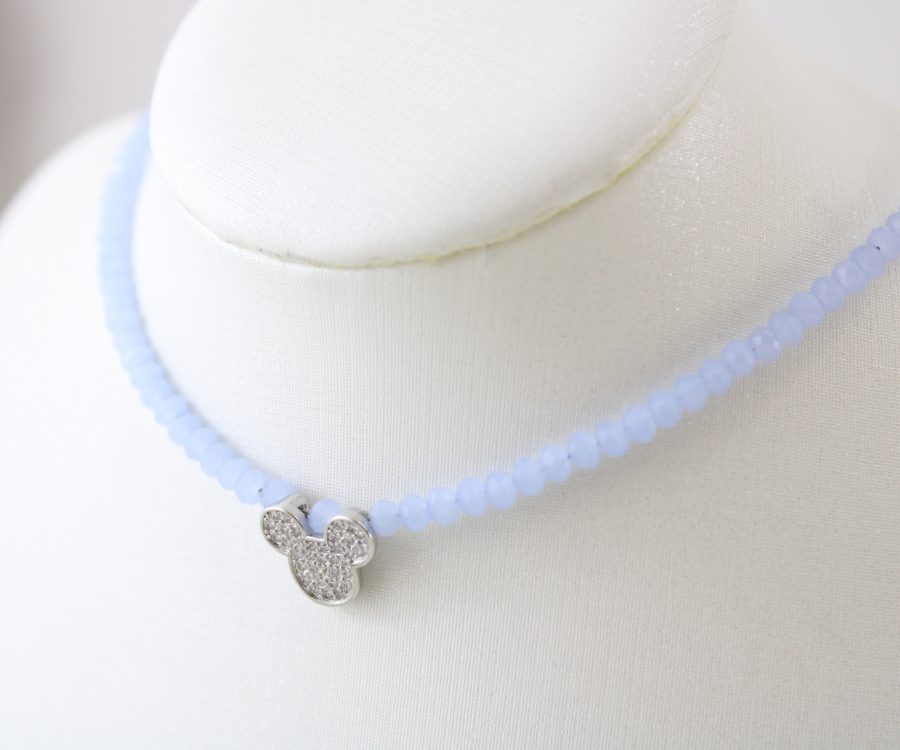 שרשרת קריסטלים סגולים בשילוב מיקי משובץ