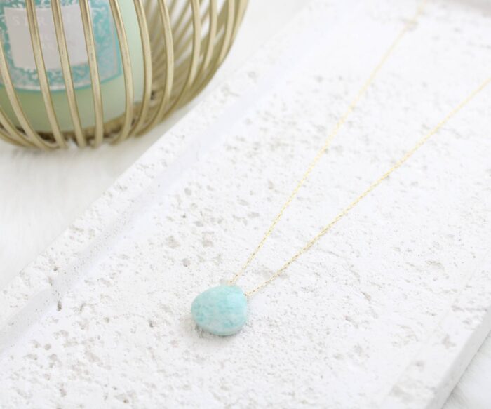 שרשרת אבן טורקיז דקה בציפוי זהב