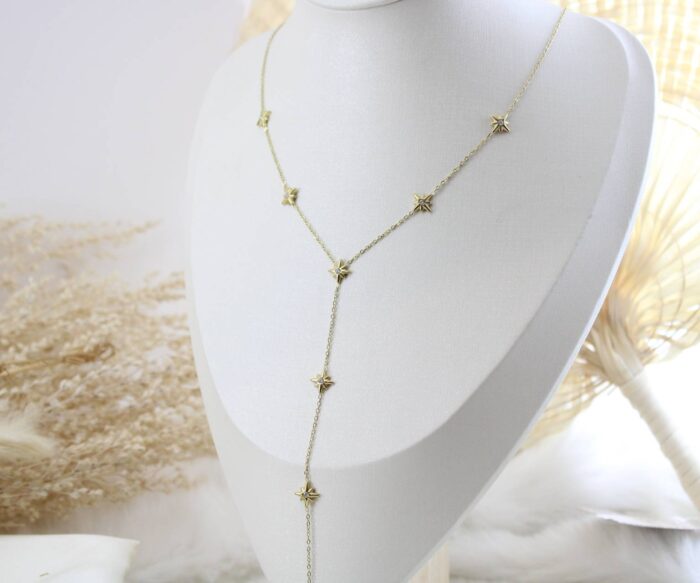 שרשרת בשילוב כוכבי צפון בציפוי זהב