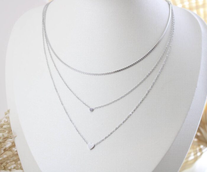 שרשרת שלישייה בשילוב זרקון ולב