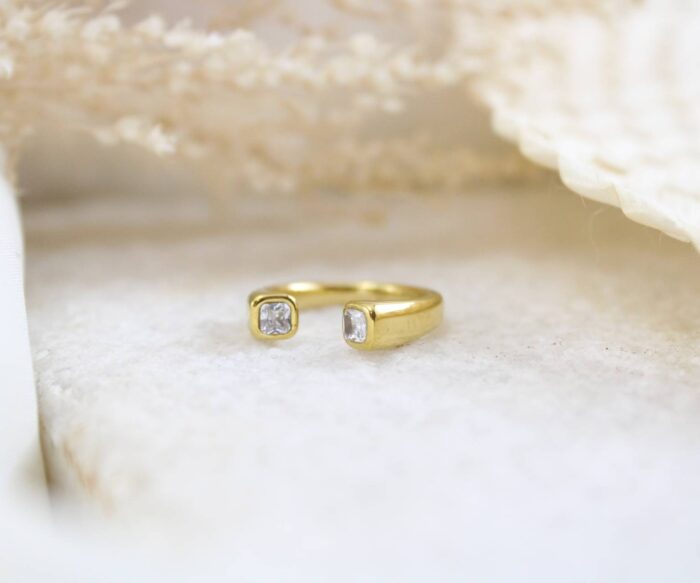 טבעת זרקונים פתוחה