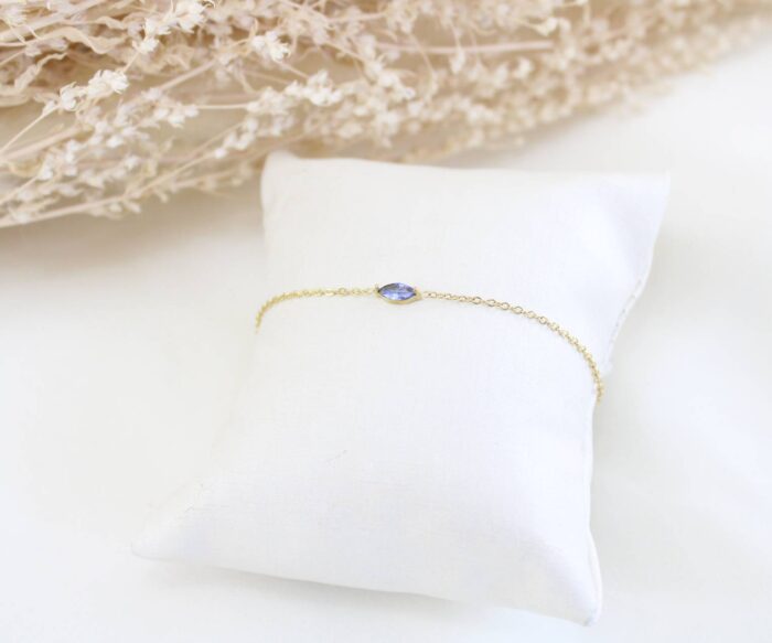 צמיד דק טיפה כחולה בציפוי זהב