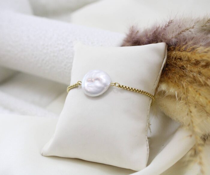 צמיד עניבה בשילוב פנינה גדולה