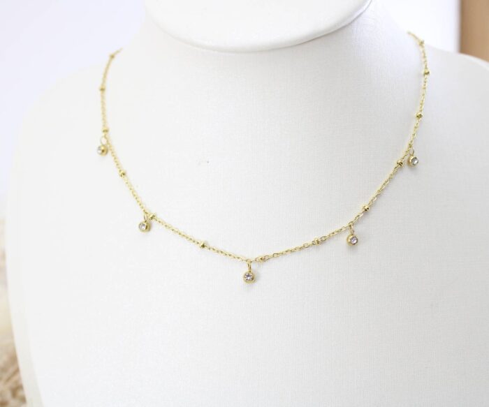 שרשרת זרקונים בציפוי זהב