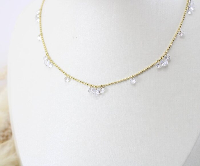 שרשרת דיסקית וזרקונים בציפוי זהב