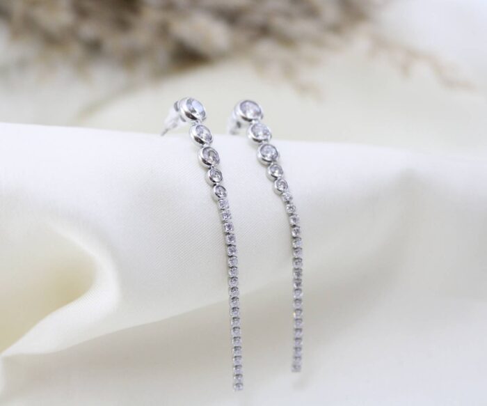 עגילי פס נופלים משובצים