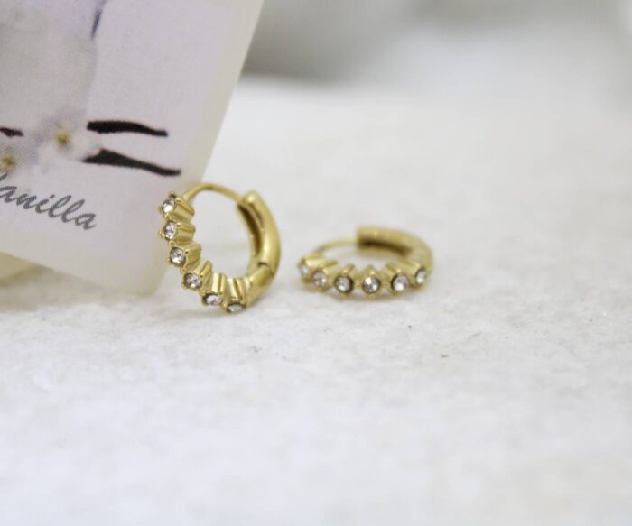 עגילי חישוק קטנים משובצים בציפוי זהב