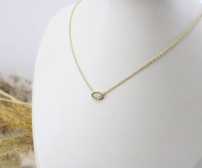 שרשרת זרקון עין בציפוי זהב