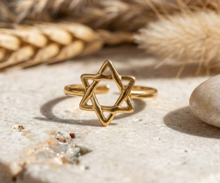 טבעת מגן דוד בציפוי זהב